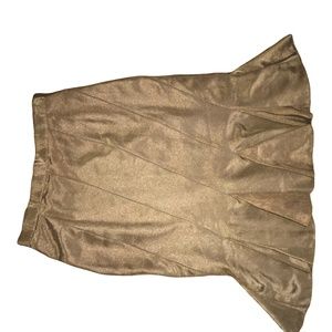 Ashro Gold Metallic Skirt Womens M Ruffle Hem Midi Party Evening Formal